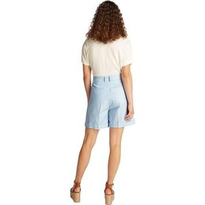 TOMMY HILFIGER Linen Mix Pleated Shorts Ww0ww44767 geplooide linnen shorts WW0WW44767 dames, Blauw (Breezy Blue)