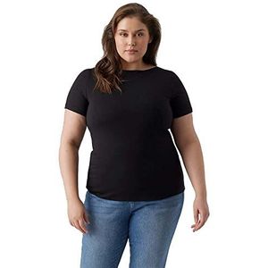 VERO MODA CURVE Vmvanda Modal S/S T-shirt voor dames, zwart, L, grote maat, zwart.