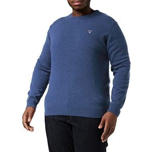 GANT Klassieke C-hals van katoen, sweater voor heren, Donkerblauwe jeansmix