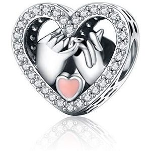 Bedel met hart voor Pandora-armband, cadeau voor dames voor de verjaardag, 925 sterling zilver met opschrift ""Promesse for Love Forever"", sterling zilver