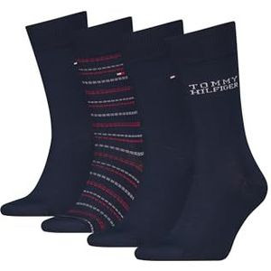 8719965009202 TH Men SOCK 4P TIN GIFTBOX TOMMY STRIPE, marineblauw, 43-46 EU, Navy Blauw