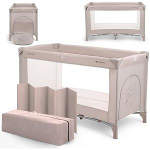 KikkaBoo SO Gifted reiswieg, tot 15 kg, babybox 120 x 60 cm, 1 niveau, opvouwbaar, licht, draagtas, compact, beige