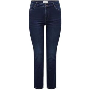 ONLY CARMAKOMA Caraugusta Hw Straight Dnm Bj61-2 Noos Jeans voor dames, Donker denim blauw.