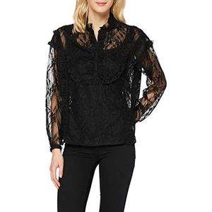 Herrlicher Camellia Damesblouse met kant, Zwart 11