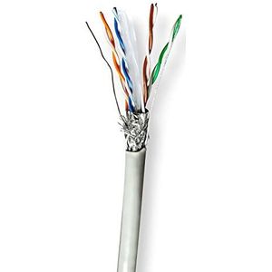 NEDIS Réseau Câble Rouleau | CAT6 | Échoué | S/FTP | CCA | 305.0 m | Intérieur | Rond | PVC | Gris | Boîte de Tirage