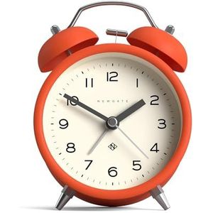 NEWGATE® Charlie Bell Echo Wekker | Moderne versie van de klassieke tweelingklokklok | Oranje | Gemakkelijk af te lezen cijfers | Ideaal voor nachtkastje, bureau of plank | slaapkameraccessoire