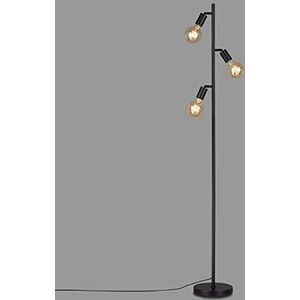 BRILONER Leuchten 1387-035 Vloerlamp draaibaar 3-lampen E27 met kabelschakelaar Retro Vintage Zwart 220 x 1600 mm (DxH)