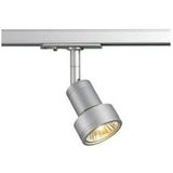 SLV PURI LED-spot voor eenfasige rail, draaibare en kantelbare spot voor rail, led-spot, plafondspot, plafondspot, railsysteem, binnenverlichting, driefasige lamp, GU10 QPAR51, grijs, kleur zilver,