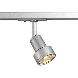 SLV Ledspot voor rail, eenfasig, PURI, draaibare en kantelbare spot voor rail, led-spot, plafondspot, plafondlamp, railsysteem, binnenverlichting, driefasige lamp, GU10 QPAR51, grijs, kleur zilver,