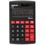 MAUL Calculator M12 groot display 12 cijfers standaardfuncties voor kantoor, thuis, school, kleurrijke functietoetsen, zonne/accu, zwart, 7261490