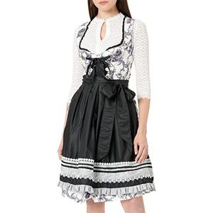 Dirndline Dirndl-jurk voor speciale gelegenheden, grijs/zwart/wit, XXS dames, grijs/zwart/wit, XXS, Grijs/Zwart/Wit