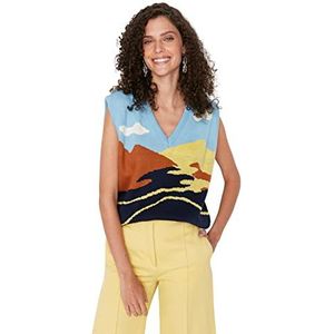 Trendyol Trendyol Standaard gebreide trui met ronde hals voor dames, sweatshirt voor dames (1 stuk), Blauw
