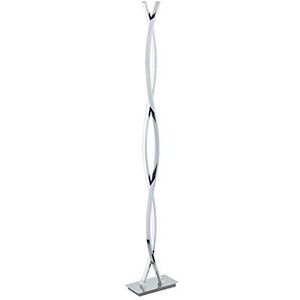 EGLO Lasana 2 ledvloerlamp, 2 fittingen, staande lamp van aluminium, staal, kunststof, kleur: chroom, wit, inclusief voetschakelaar