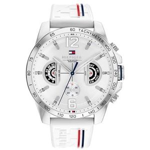 Tommy Hilfiger Analoog kwartshorloge voor heren met siliconen band - 1710676, wit, Wit, riem