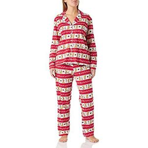 Women'secret Pyjama met lange mouwen en rechte broek van zacht flanel, geruite print, donkerkaki, XL dames, donkerkaki, XL, Donkere Khaki