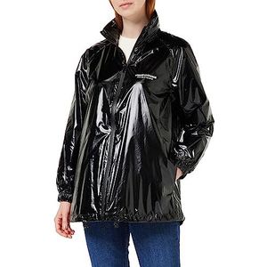 Armani Exchange Limited Edition We Beat As One Glossy Nylon Coat Regenjas voor dames, zwart.