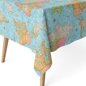 ECOMMERC3 Vlekafstotend tafelkleed voor rechthoekige tafel, afmetingen 180 x 140 cm, vuilafstotend, extra zacht en waterdicht, kleur blauw