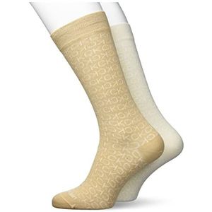 Calvin Klein Mirrored CK Logo Sock klassieke sokken (2 stuks) voor heren, Zand