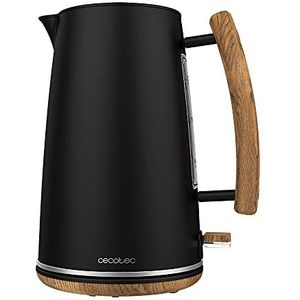 Cecotec ThermoSense 400 Black Woody waterkoker, 1,7 l inhoud en 3000 W, zeer corrosiebestendig en volledig BPA-vrij, 360 draaibare basis, afneembaar kalkfilter