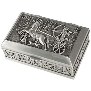 lachineuse - Egyptische sieradendoos Kadesh - 12 x 8 x 5 cm - Oude Egyptische decoratie - Opbergdoos voor sleutels, horloges - Decoratief cadeau-idee Urn Box - Ramses hiërogliefen - Kleur metaal
