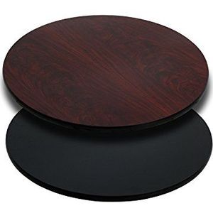 Flash Furniture 61 cm rond tafelblad met omkeerbare bovenkant van zwart laminaat of mahonie