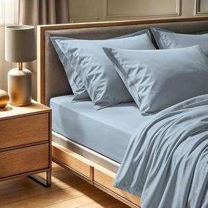 Drap ajusté simple 100% coton renforcé (100 x 200 + 30 cm), bleu, 145 fils | Lavable en machine à 30 °C | Doux et durable pour un sommeil confortable, Twin