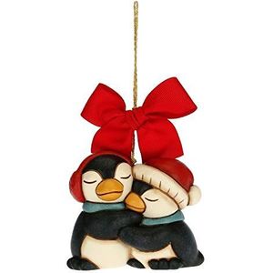 THUN - Addobbo voor kerstboom, paar pinguïns, kerstdecoratie huis, groot, keramiek, 8 x 5,6 x 6,8 cm