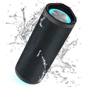 Heysong Bluetooth luidspreker met licht, muziekbox, draagbare bluetooth-box met IPX7 waterdicht, 360° stereogeluid, rijke bas, 40 uur batterij, draadloze luidspreker met TF voor thuis, buiten, tuin