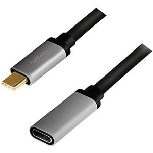 LogiLink CUA0105 USB 3.2 Gen 2 verlengkabel 4K/60Hz, aluminium, zwart/grijs, 0,5m