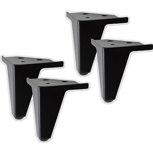 IPEA Gemma Black 4 stuks meubelpoten voor bankmeubels en banken, zwart, hoogte 105 mm, set van 4 ijzeren poten voor kasten, fauteuils en meubels, poten in modern en elegant design