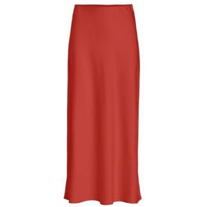 VILA Viellette Hw Midi Skirt - Noos Viellette Hw Midi Rok - Noos Dames (1 stuk), Aurora Rood, 38