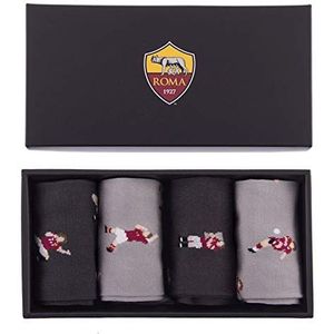 AS Roma, Casual Socks Box Unisex Volwassenen Set, Zwart/Rood, 40-46, Zwart/Rood