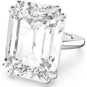 Swarovski Mesmera cocktailring, achthoekig geslepen kristal, wit, gerhodineerd metaal, 50, Metaal, Geen edelsteen