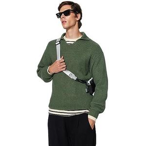 Trendyol Basic gebreide trui met polokraag voor heren, sweatshirt voor heren (1 stuk), Groen