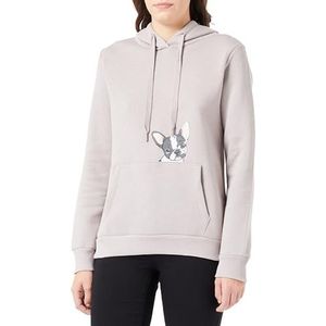 Koton Kangaroo Pocket Detail hoodie met hondenprint, trainingspak voor dames, Grijs 031