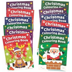 Baker Ross FC173 Mini-kerstkleurboeken voor kinderen, 12 stuks, kleurboek voor kinderen, kerstcadeaus, creatieve vrije tijd voor kinderen, papier