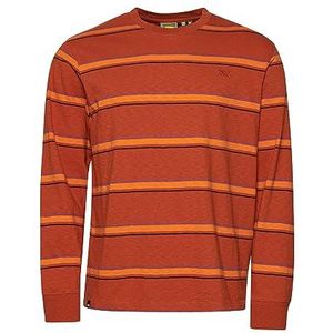 Superdry Vintage Textured Stripe Ls Top Shirt Heren, Brown Stripe gerookte kaneel