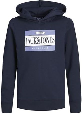 JACK & JONES Jorarthur Sn Jnr hoodie voor jongens, Navy Blazer/Detail: JJ Print