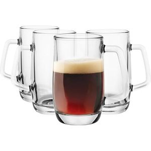 Glasmark Krosno bierglazen, 0,3 liter, bierpul, ambachtelijke bierglazen, bierglas, drinkglas, vaatwasmachinebestendig, 4 x 300 ml