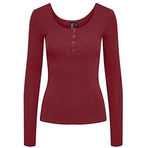 Bestseller A/S Pckitte LS Top Noos BC T-shirt met lange mouwen voor dames, Tawny Port