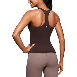 CRZ YOGA Butterluxe workout tanktops voor dames met geïntegreerde racerback beha, Bruin (Hot Fudge Brown)