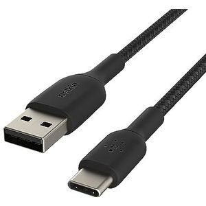 Belkin geflochtenes Boost Charge USB-C-Kabel (USB-C/USB-A-Kabel, USB-Typ-C-Kabel für Pixel, iPad Pro, Nintendo Switch und andere Geräte, etwa von Samsung), 2 m, Schwarz