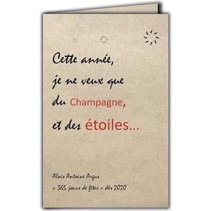 CIT-1004 Carte Citation sur papier naturel fibré avec Enveloppe ""Cette année je ne veux que du Champagne et des étoiles"" Aloïs Antoine Argus Fabriqué en France papier issu de forêts gérées durablement