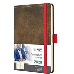 SIGEL C2056 Weekplanner 2020 Conceptum, hardcover, 9,5 x 15 cm, motief vintage lederlook bruin
