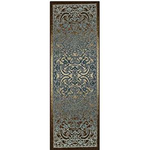 Maples Rugs Pelham tapijt in vintage-stijl, antislip, gemaakt in de VS, 5,1 x 15,2 cm, blauw/walnoot