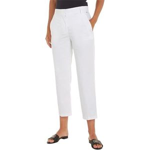 Tommy Hilfiger Chino Straight Slim Co Blend Geweven Damesbroek, Th Optic White