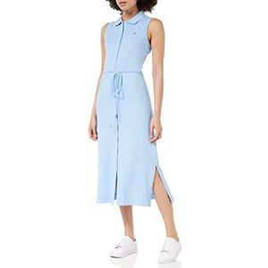 Tommy Hilfiger Slm Collr Dtail Midi Polo Drs Ns Fit en Flare Jurken Dames, Vessel Blauw