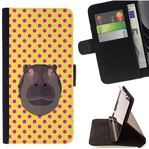 BeanShells [ Microsoft Lumia 850 Case [ Flip Cover Leather Wallet ] - Hippo Banana Pink