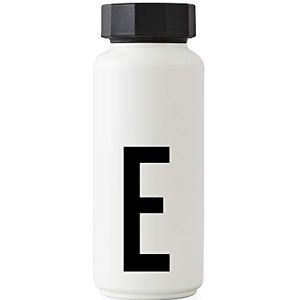 Design Letters Persoonlijke thermo-drinkfles (wit), E, BPA-vrij, dubbelwandig, roestvrij staal, Nordic design, houdt tot 24 uur koud/tot 12 uur warm, 500 ml, lekvrij, 280 g.