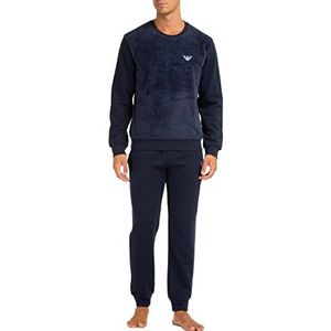 Emporio Armani Pyjamaset van fleece, Fuzzy Sweater + Broek, heren, marineblauw, XL, Marinier